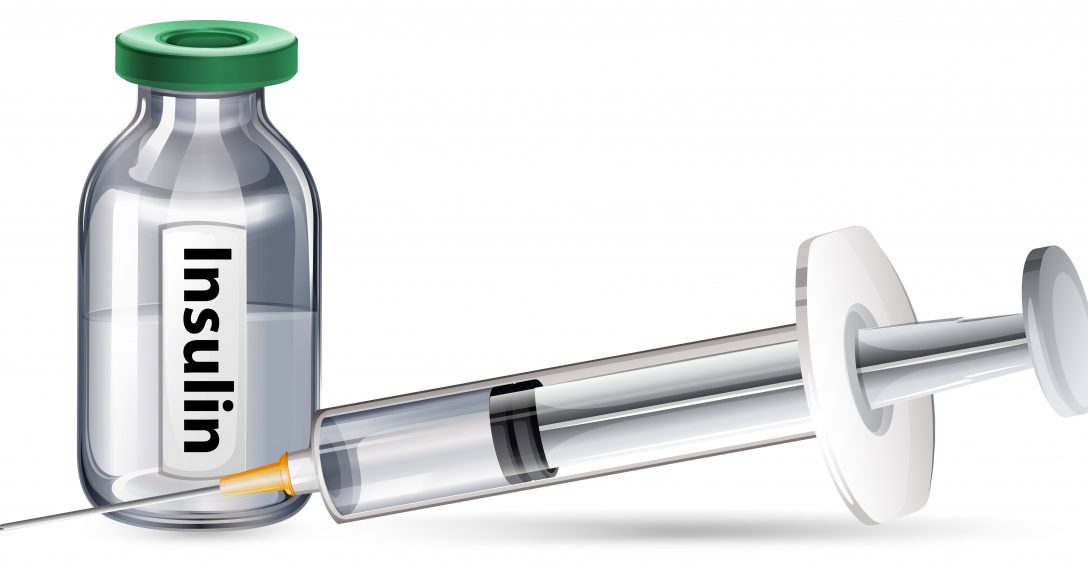 An Insulin and Syringe on White Background illustration
